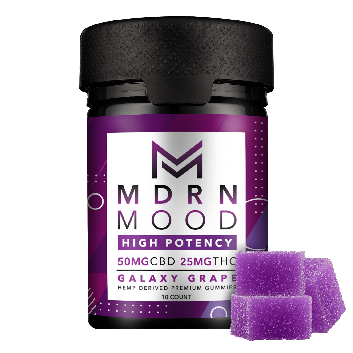 MDRN MOOD Galaxy Grape Gummies - 50mg CBD / 25mg THC (10ct)