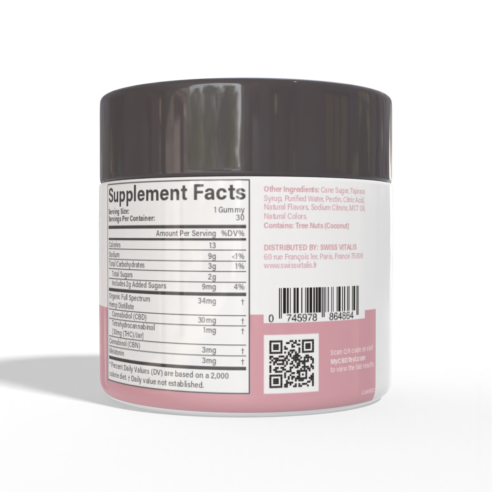 Swiss Vitalis  Sleep Gummies - 30 Count CBD+CBN+THC+Melatonin