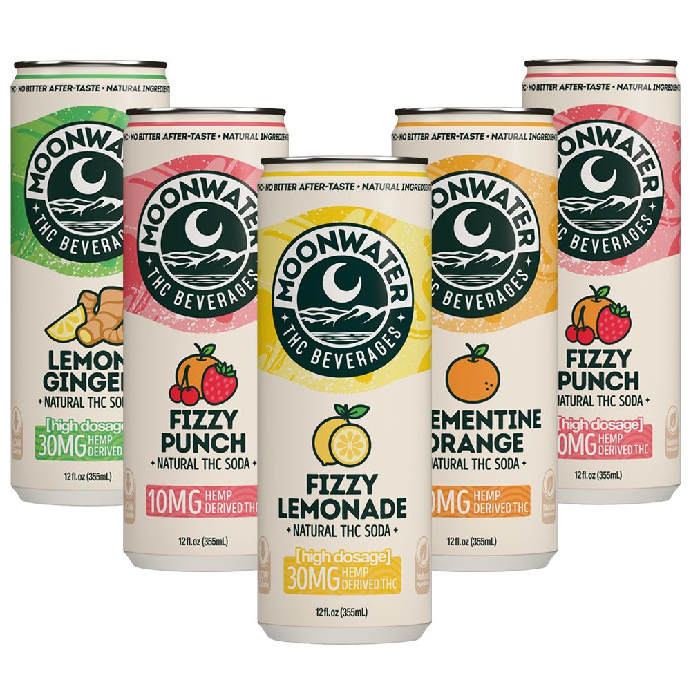 Moonwater Natural Hemp-Derived D9 THC Infused Soda | 12fl oz Can | 24ct Case